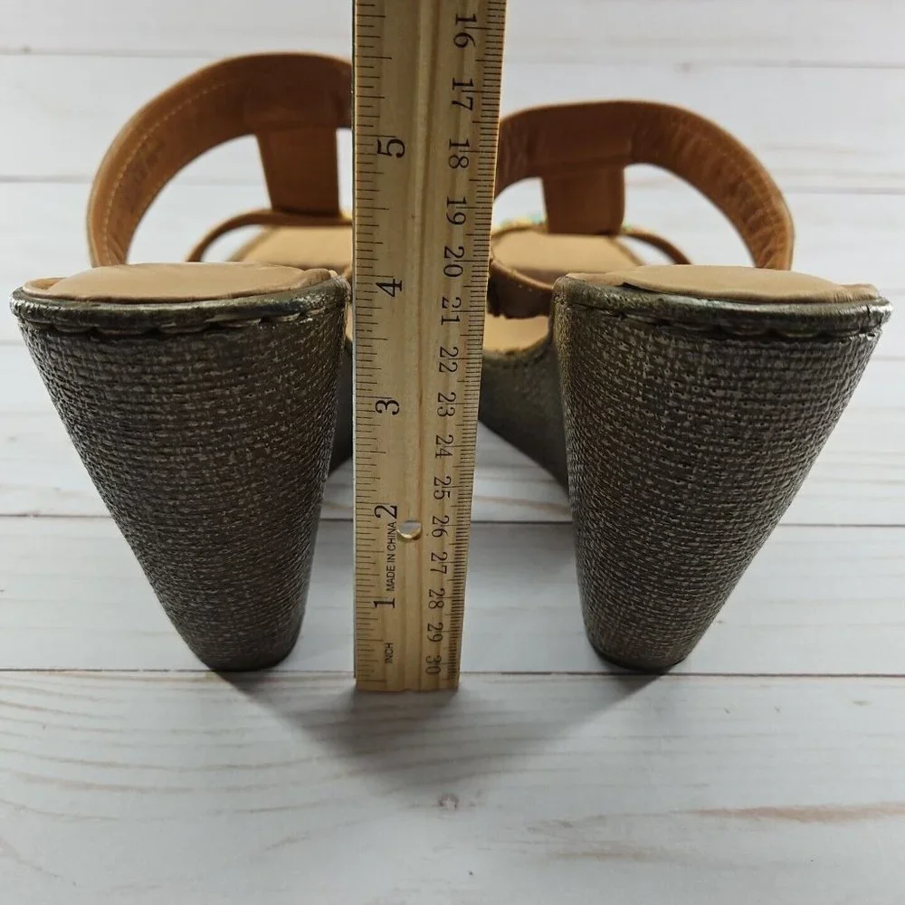 Born Womens‎ Size 10 Size 42 Lio Orange Aztec Platform Wedge Heel Woven Sandals